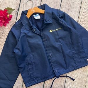 b1 -- NWT navy blue CHAMPION long sleeve cropped coaches jacket MEDIUM $60